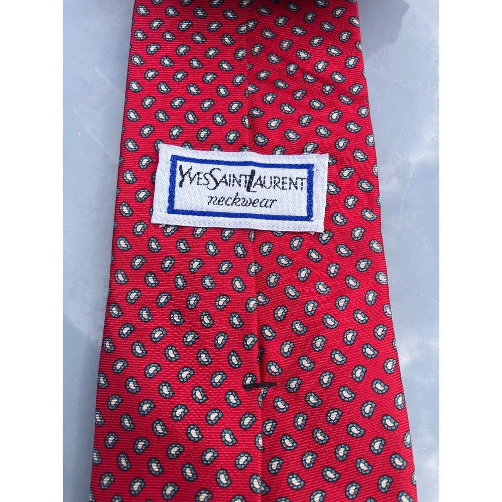 Mens Vintage YVES SAINT LAURENT Red Silk Neck